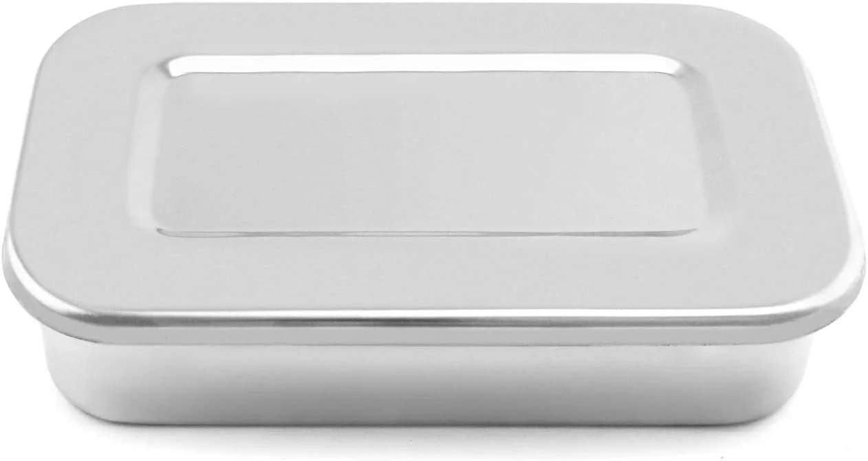 2 Pack 8in Stainless Steel Instrument Trays with Lids Square Sterilization Box