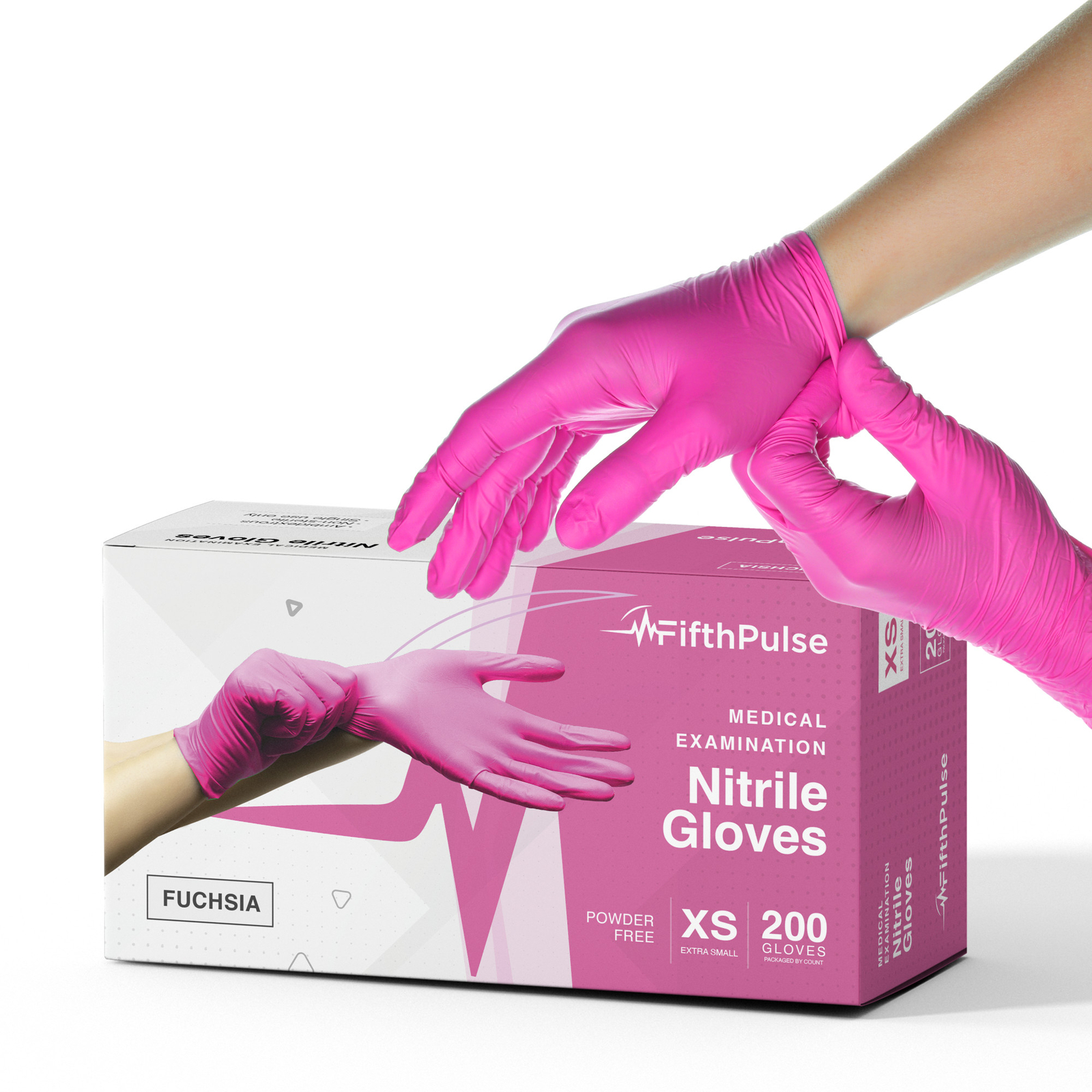 FifthPulse Nitrile Exam Latex Free & Powder Free Gloves Fuchsia – 200pcs (XS)