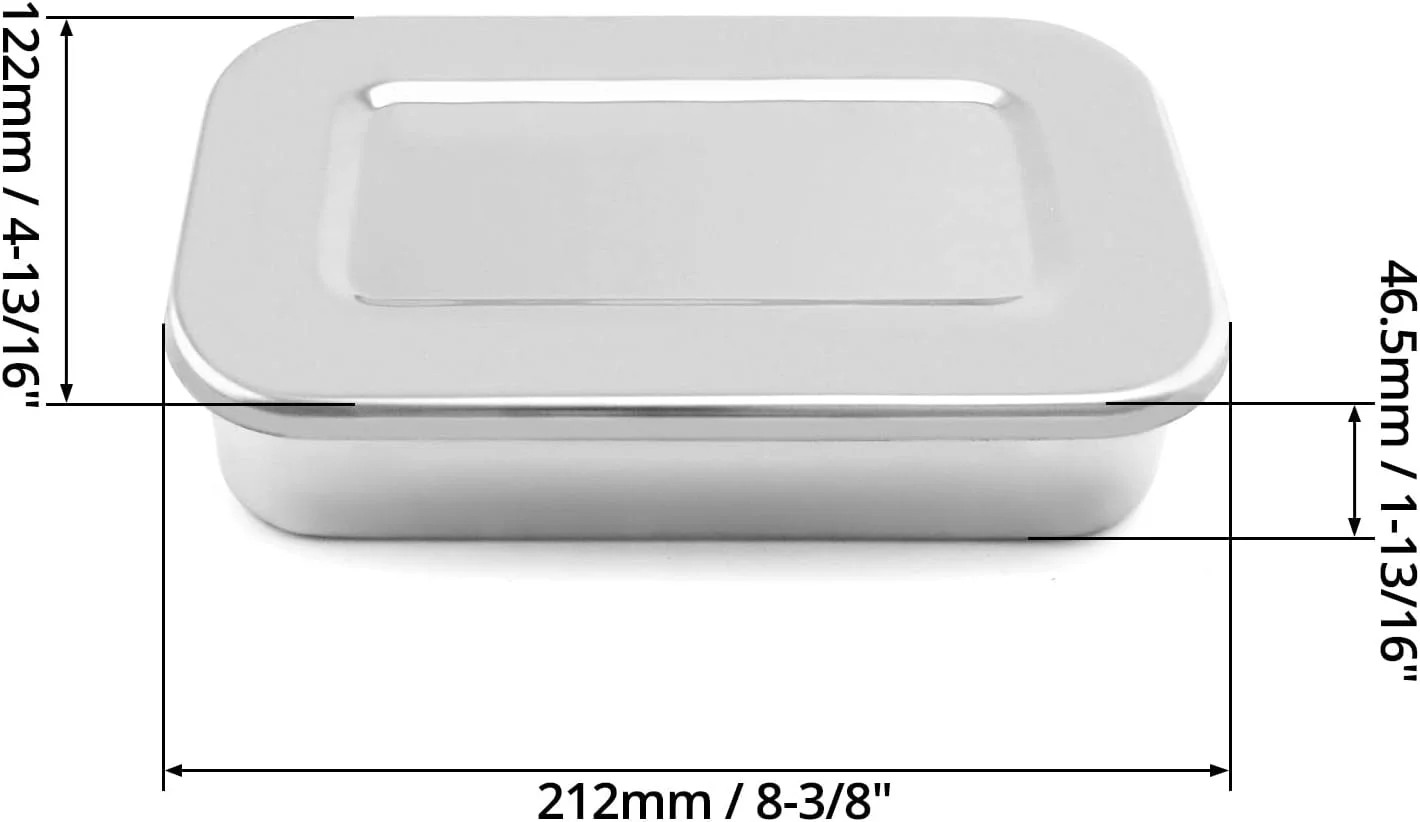 2 Pack 8in Stainless Steel Instrument Trays with Lids Square Sterilization Box