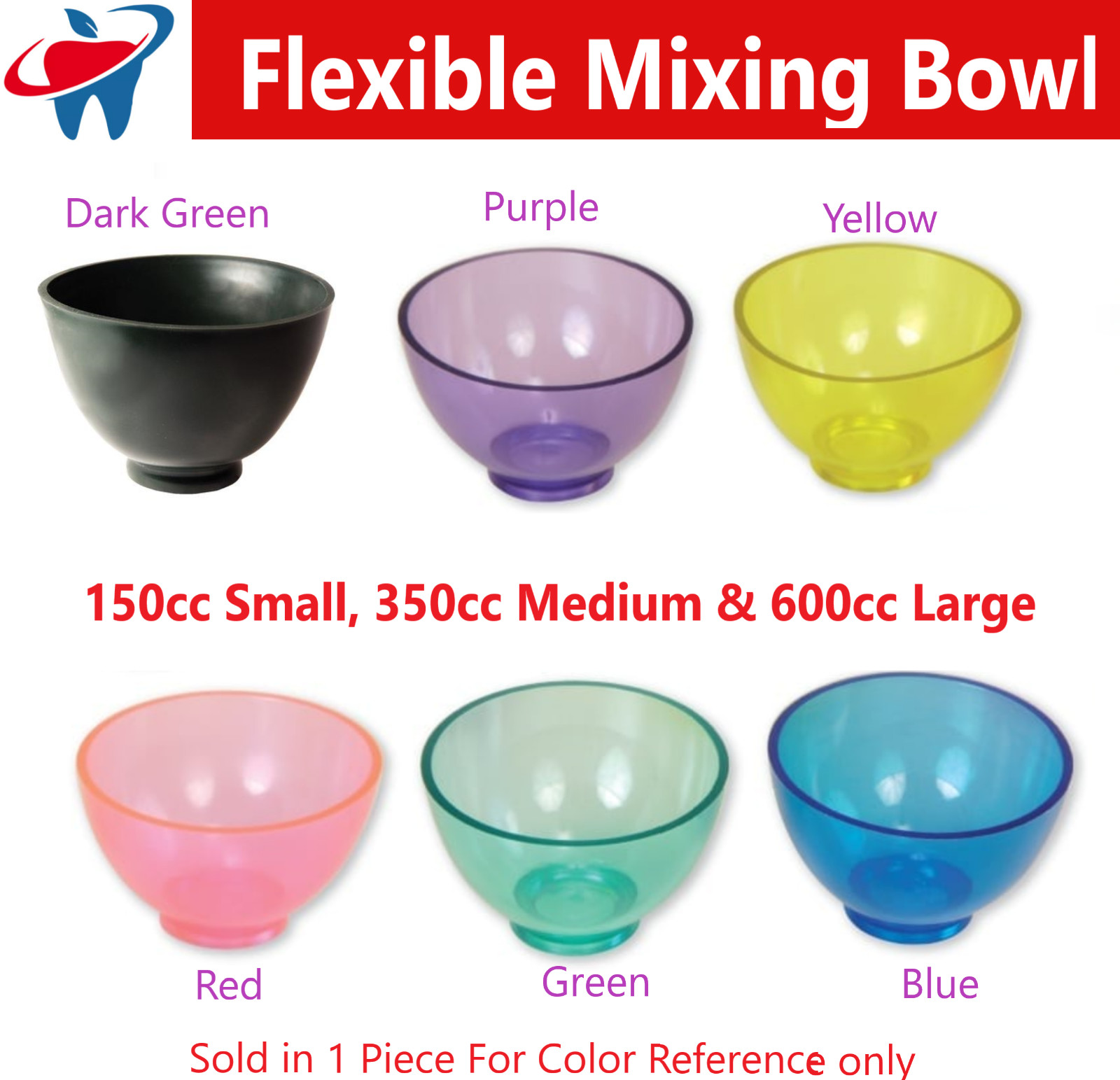 Dental Lab Flexible Rubber Impression Mixing Alginate Bowl – All Sizes & Colors