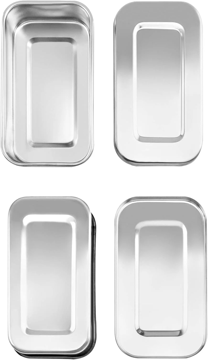 2 Pack 8in Stainless Steel Instrument Trays with Lids Square Sterilization Box