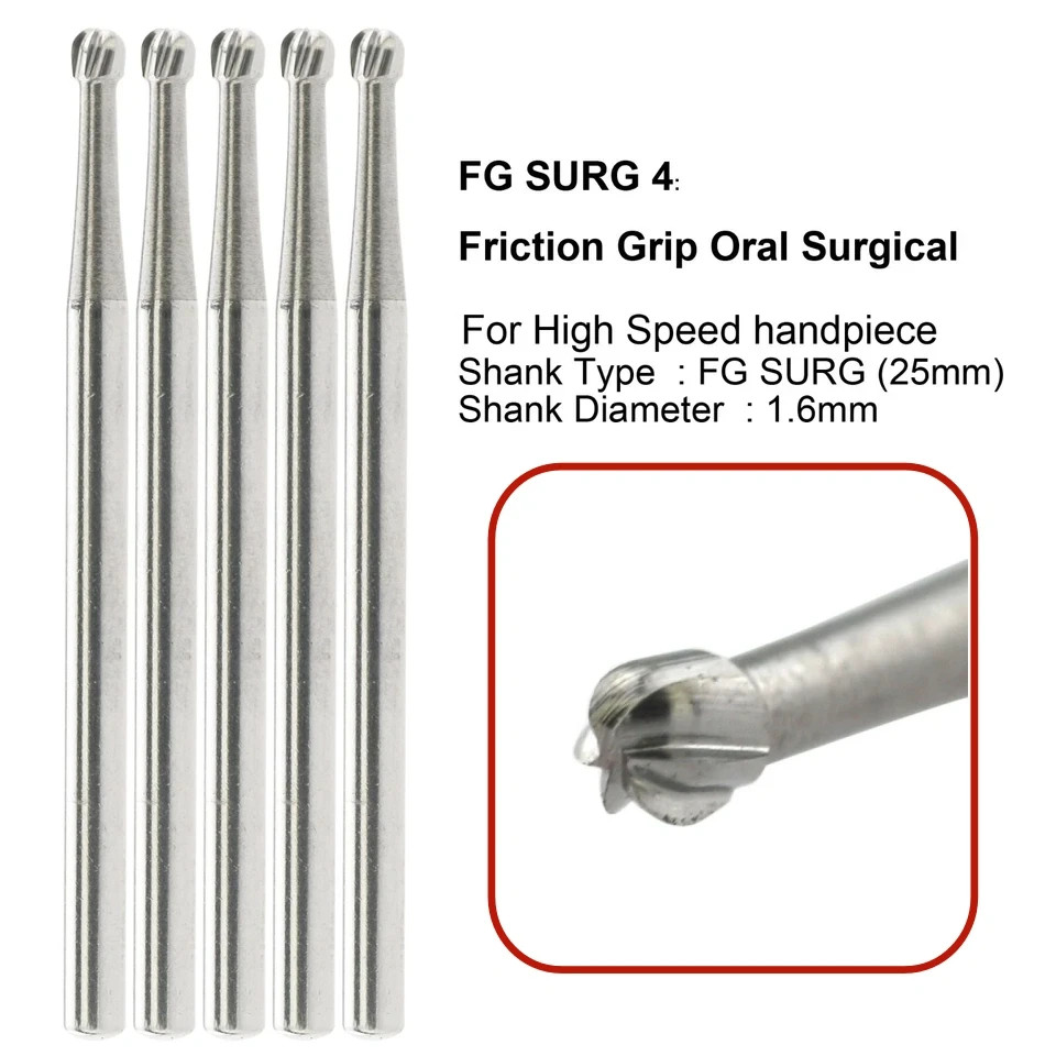 Dental Round Carbide Steel Bur Surgical 25mm FG 4 6 8 Friction Grip FG SURG FGOS