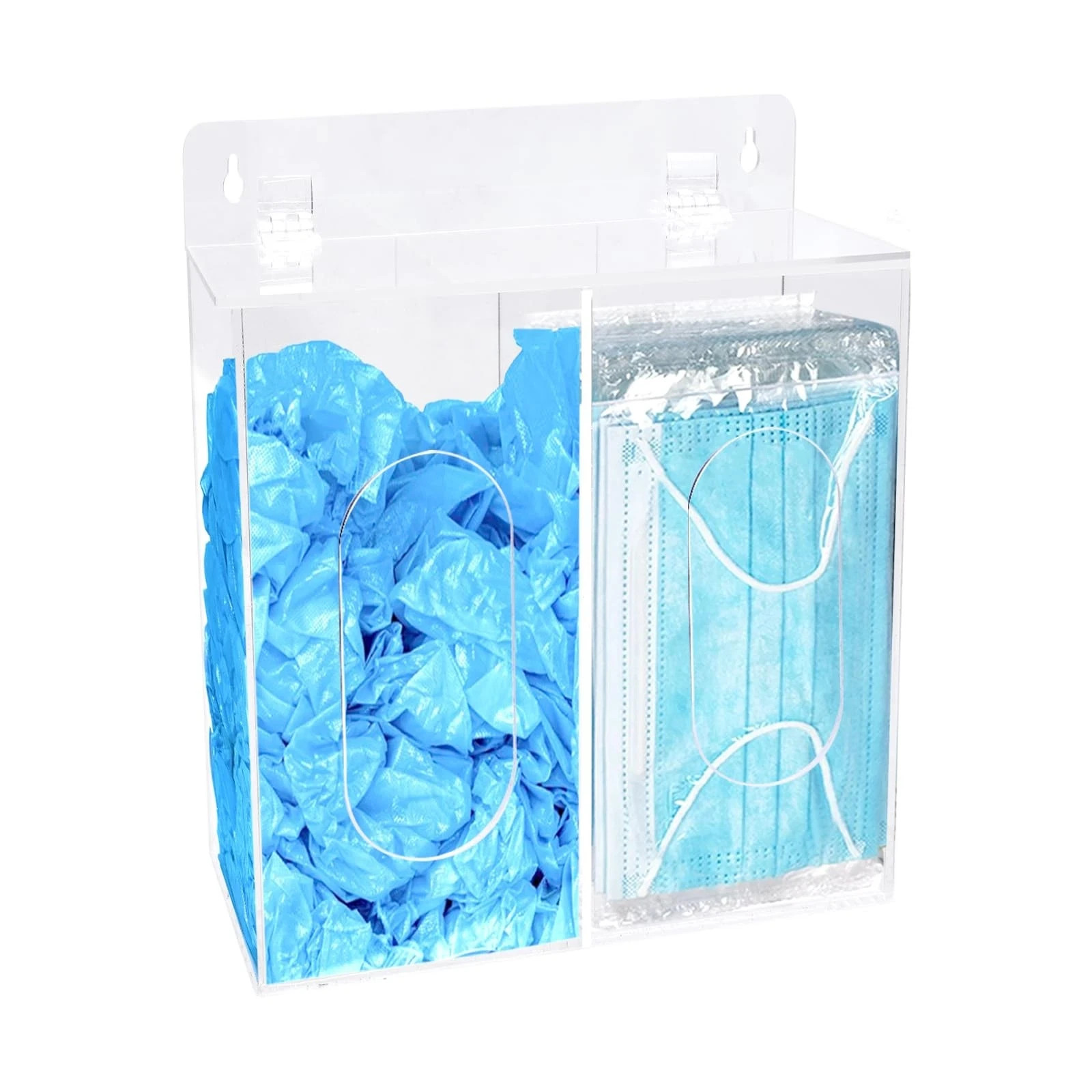 Double Acrylic Glove Mask Dispenser Holder Medical PMU Tattoo 2 compartment
