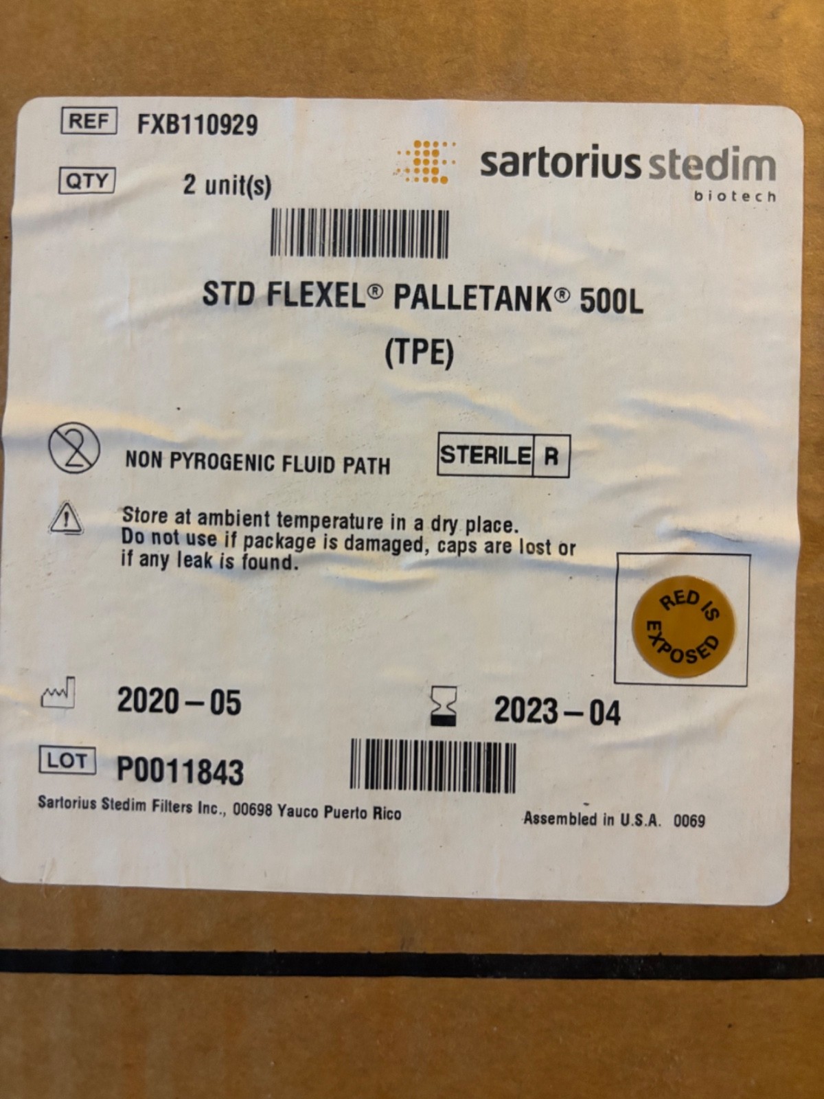 STD FLEXEL PALLETANK 500L (TPE), Lot of 2 (2 bags in 1 lot)