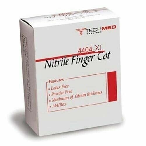 Tech-Med Nitrile Pre-Rolled Finger Cots Latex-Free Extra Large Disposable 144/Bx