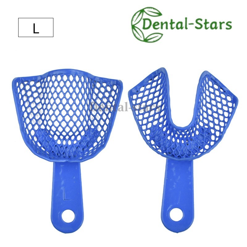 1 Pair Dental Disposable Plastic Steel Perforated Impression Trays Autoclave L/M