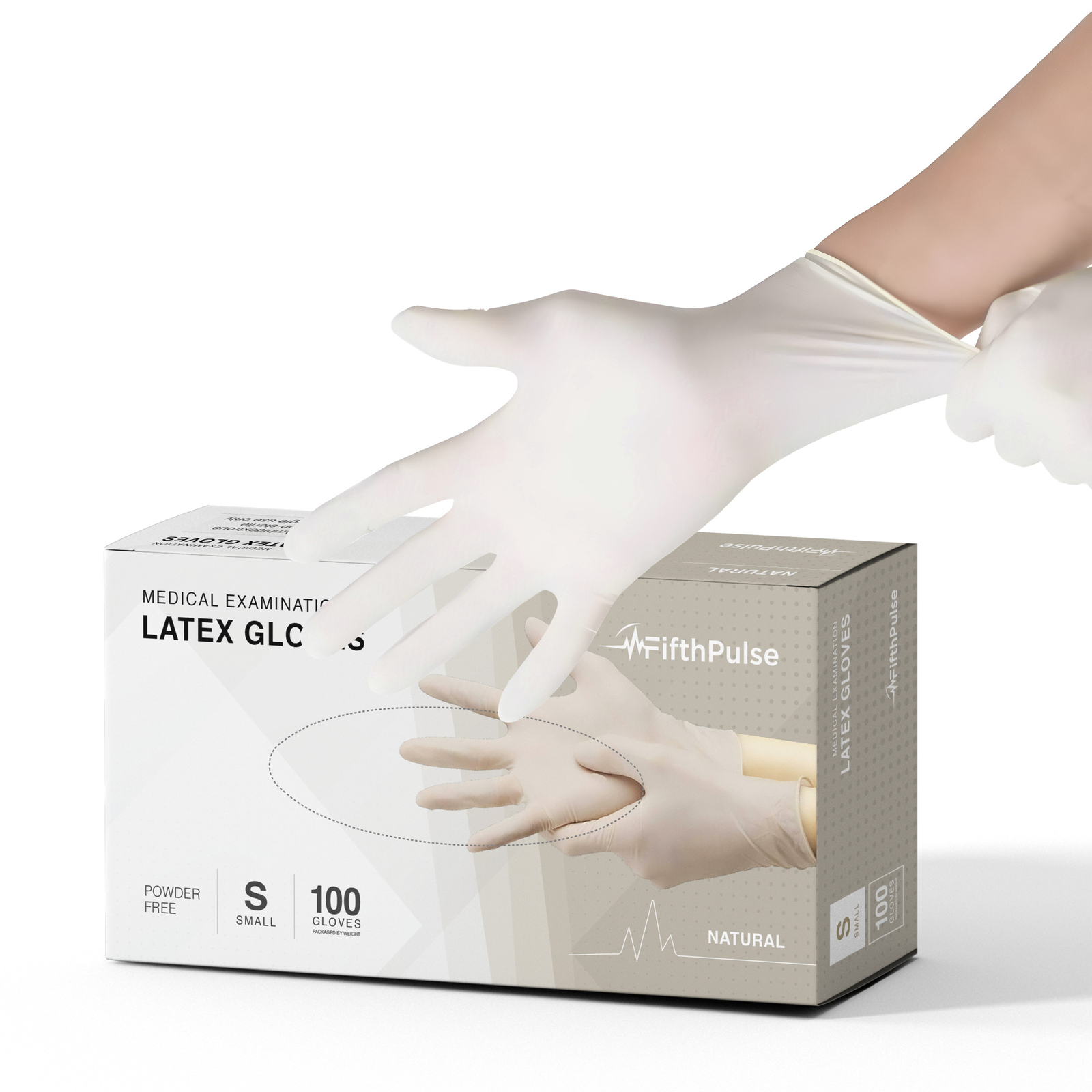 FifthPulse Medical Exam Latex Powder Free Disposable Gloves 100 Pc Small Natural