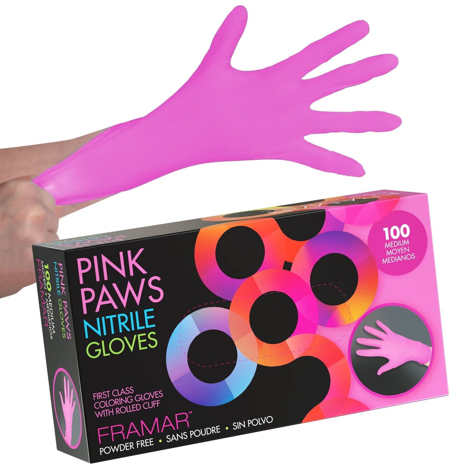 FRAMAR Pink Gloves Disposable Latex Free – Pink Nitrile Gloves Medium, Latex Fre