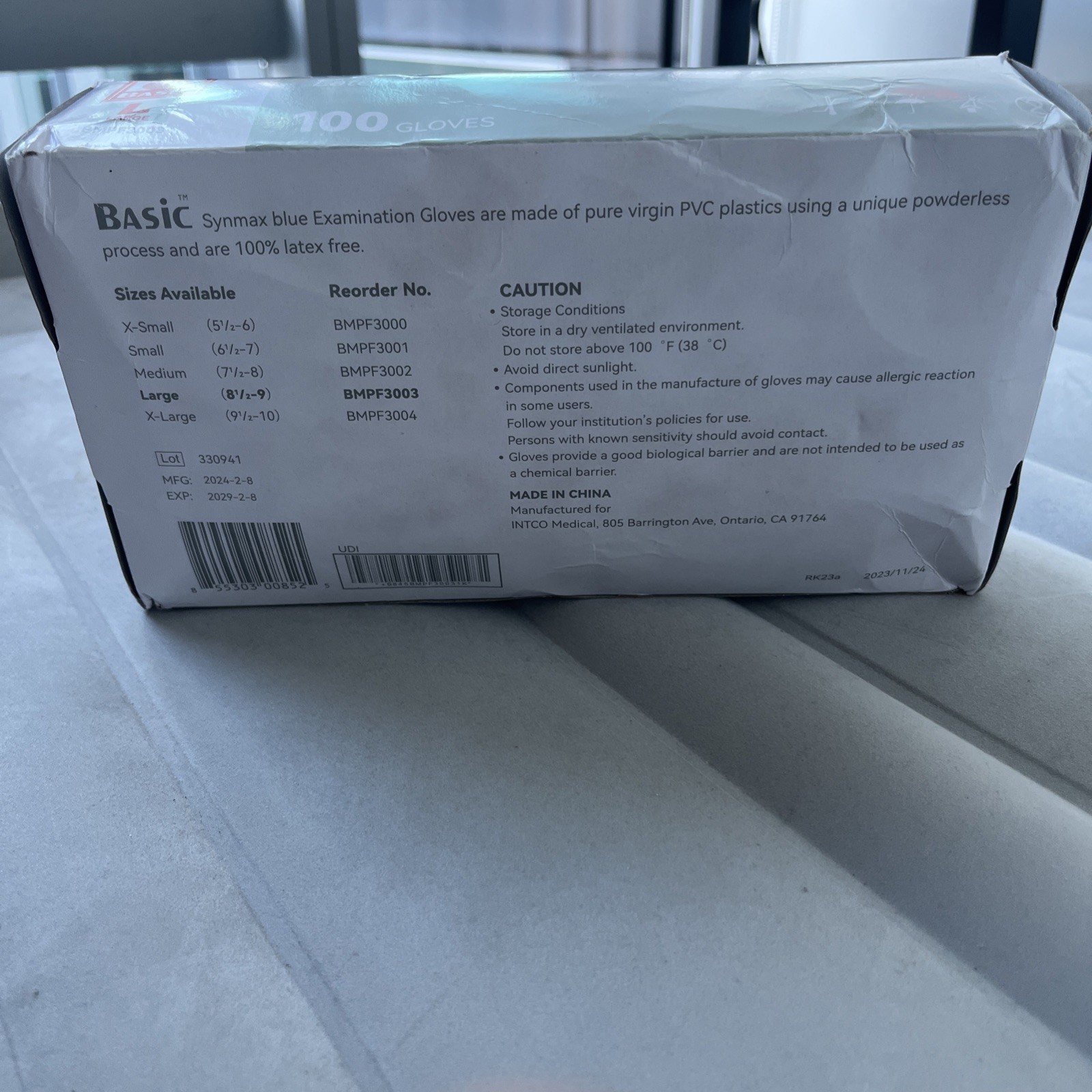 Basic BMPF-3003 Synmax Synthetic Large Vinyl Exam Glove – 100 Per Case