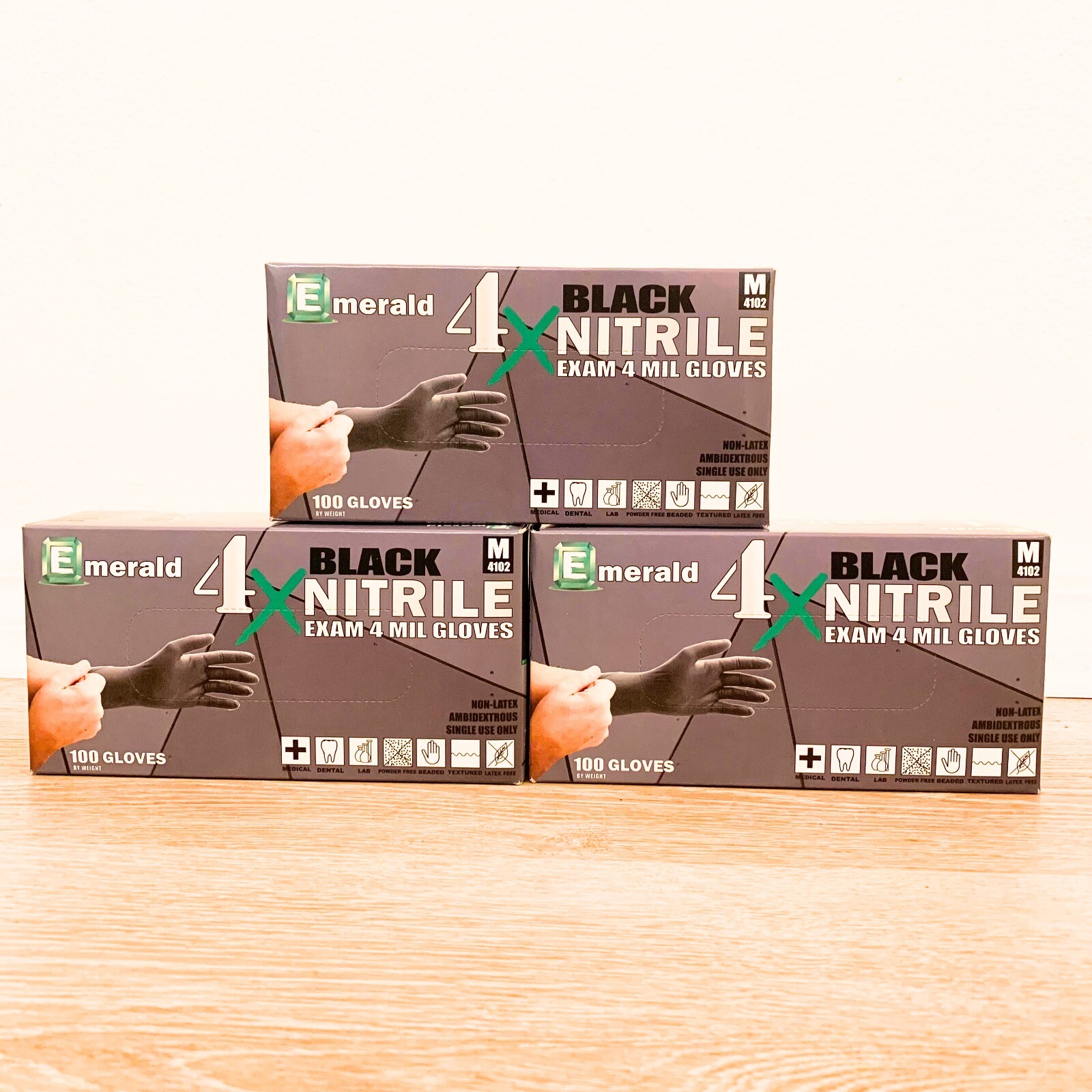 Emerald 4X Black Nitrile Gloves – 4 Mil (Case of 1,000 Gloves)