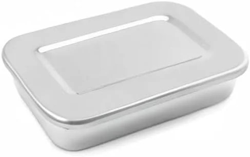 2 Pack 8in Stainless Steel Instrument Trays with Lids Square Sterilization Box