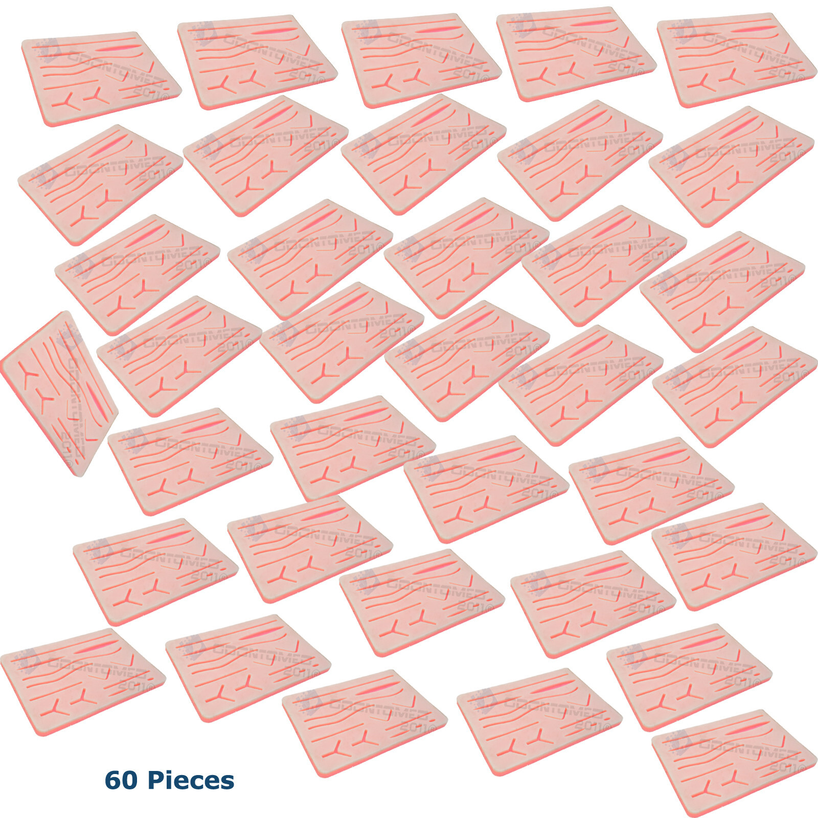 60 PCS Medical Skin Suture Practice Silicone Pad Simulated Training Kit DS-1496