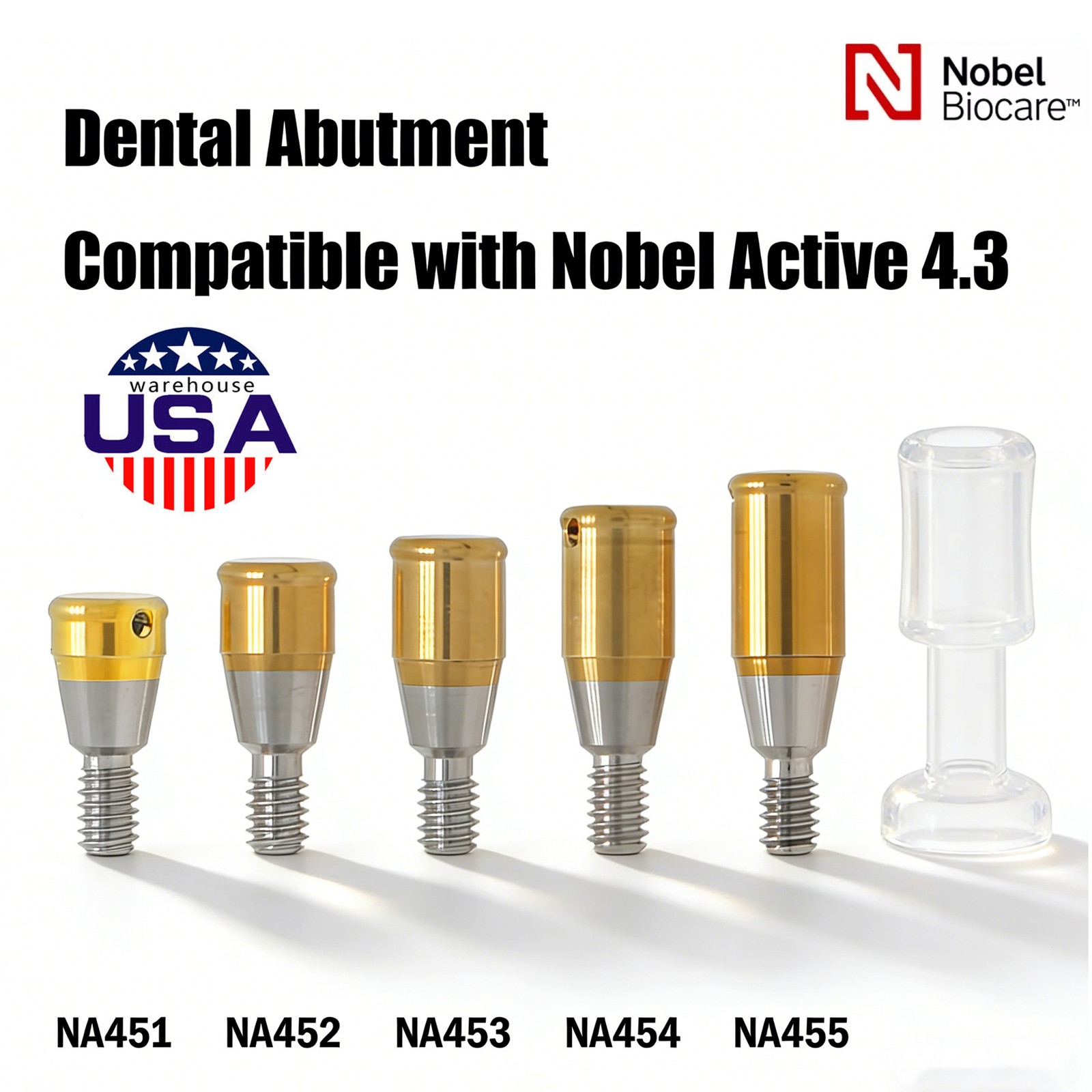 US Nobel Active Zest Locator Abutment NP RP 3.5/4.3mm Conical GH 1-5mm Titanium