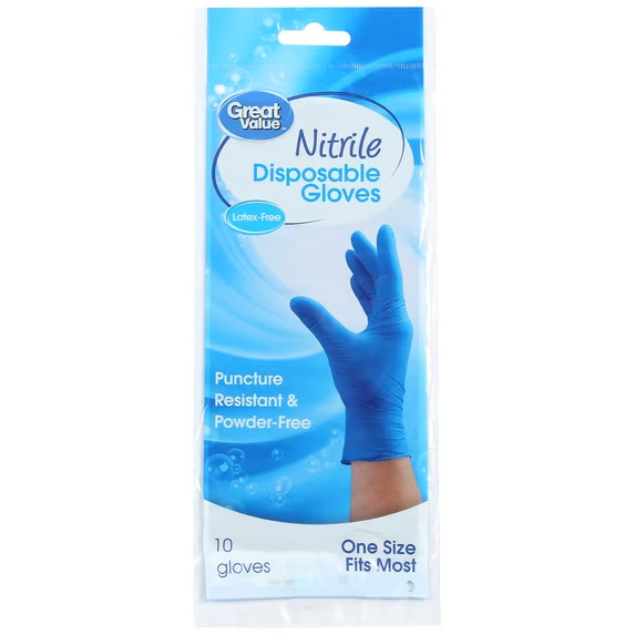 Great Value Puncture Resistant Nitrile Disposable Multipurpose Cleaning Gloves,