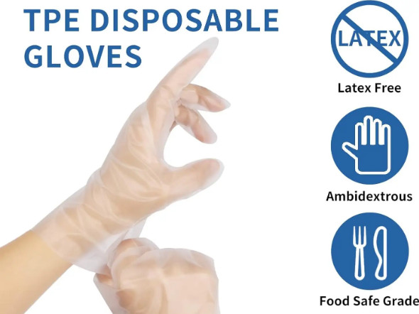 Disposable TPE Food Safe Grade Gloves Transparent Plastic Glove