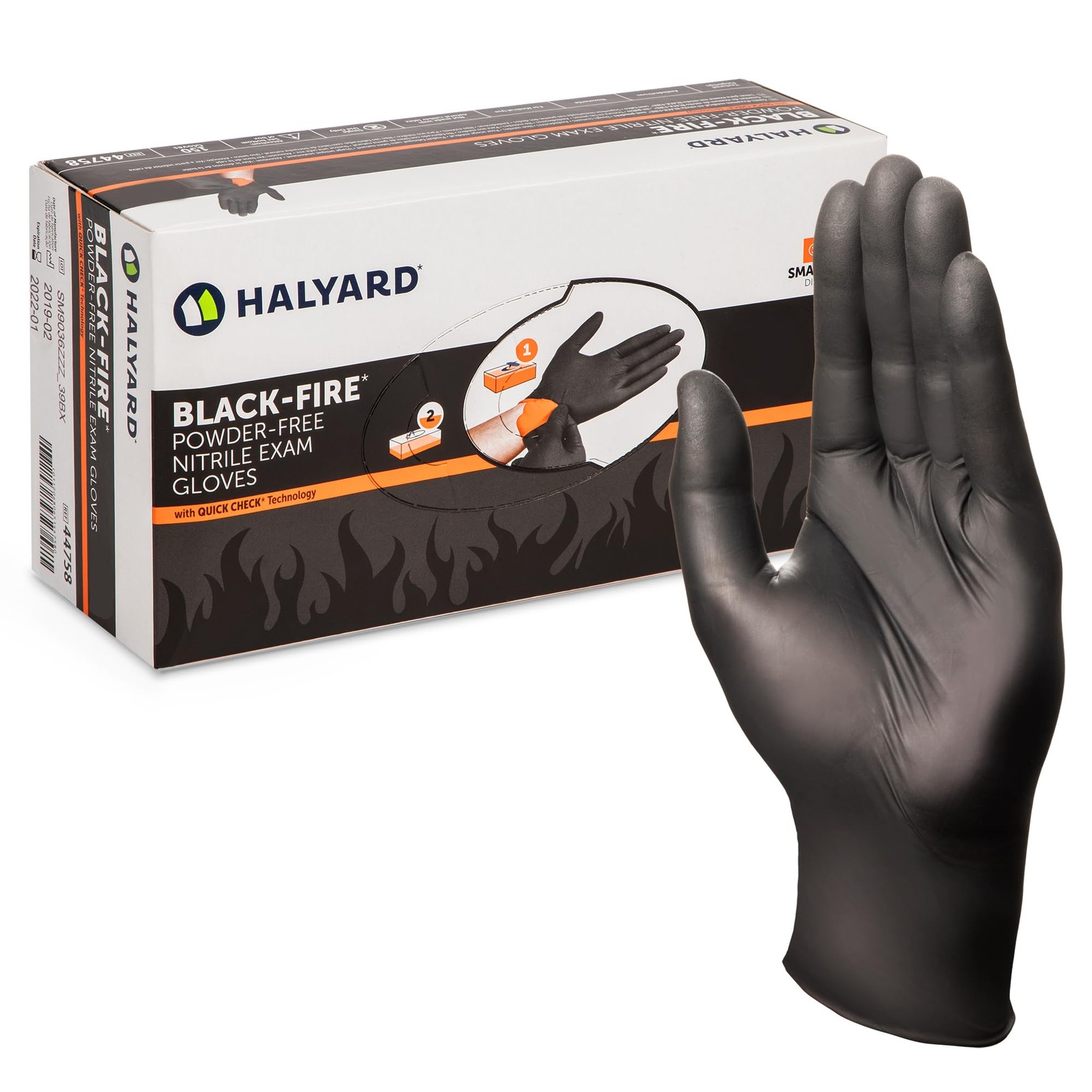Halyard Black Fire Nitrile Exam Gloves 150 Pack Powder Free NFPA Certified