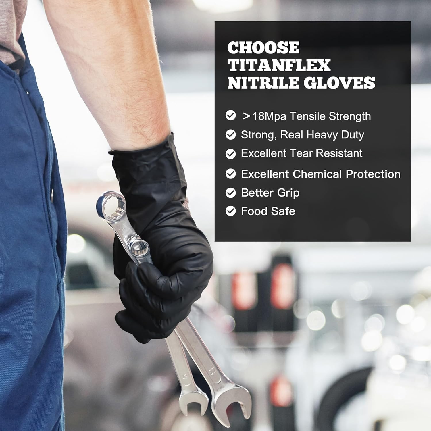 Waterproof Heavy-Duty Nitrile Gloves – 100 Count Latex-Free for Multipurpose Use