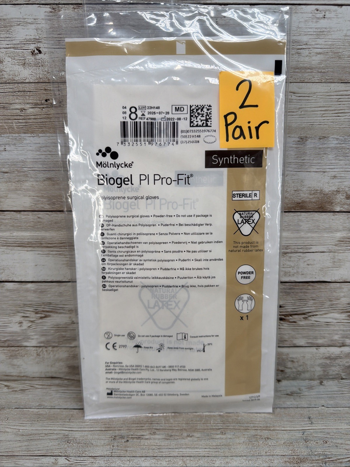 Biogel PI Pro-Fit Surgical Gloves Polyisoprene *2 Pair* Size: 8 *See Date*