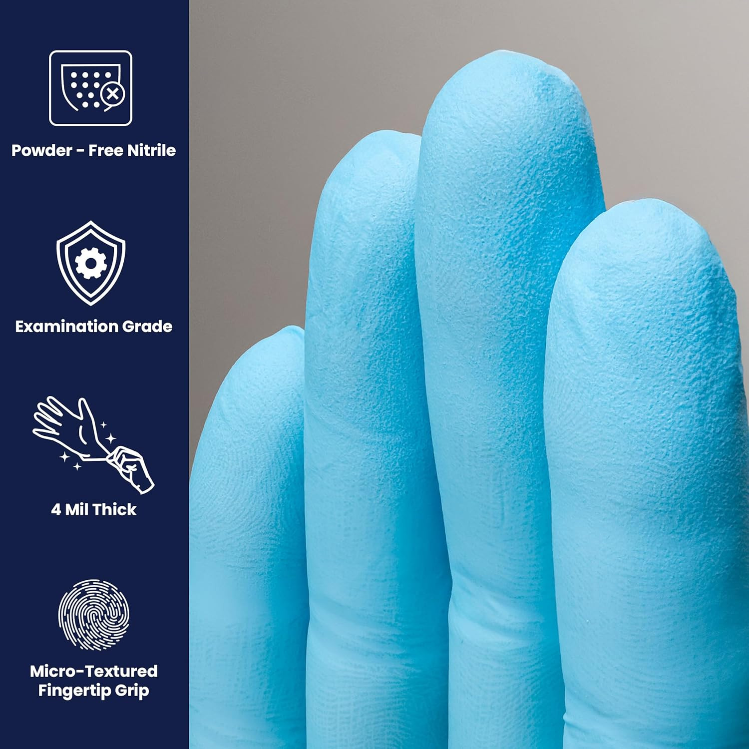 Miracle 4 Mil Powder-Free Nitrile Exam Gloves, Medical Grade, Blue, Medium, Box