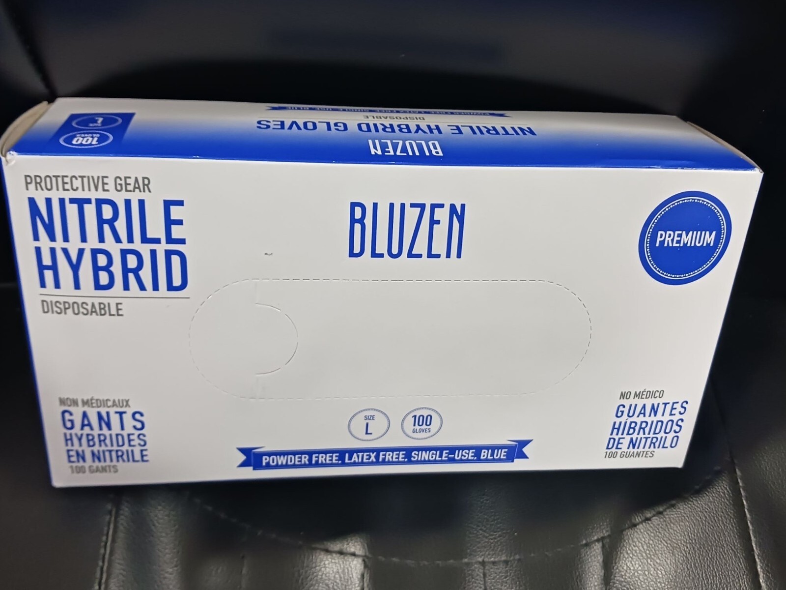 Bluzen Nitrile Hybrid Gloves Disposable Size Large 100 Gloves