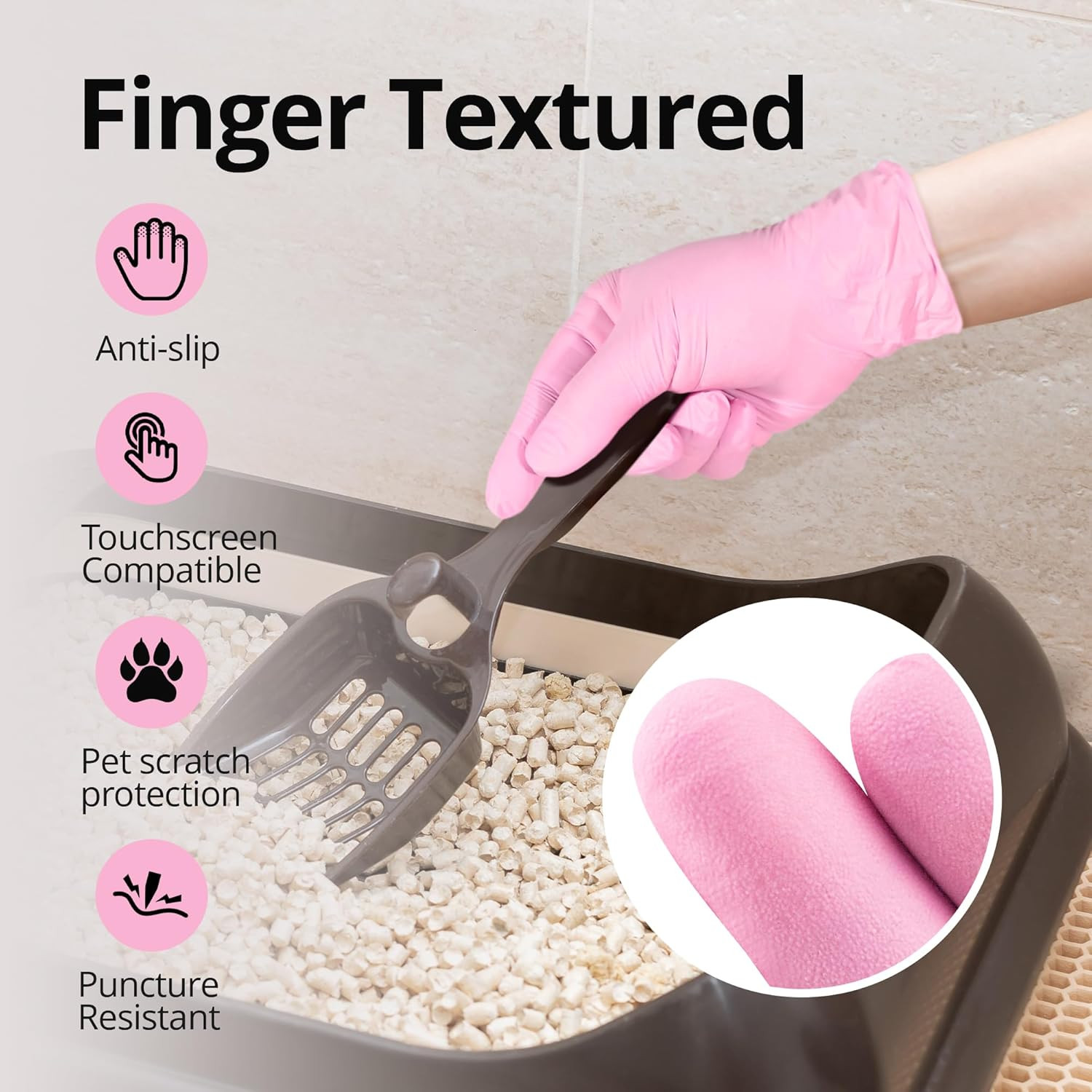 Pink Nitrile Gloves, 3-Mil Industrial Gloves Disposable Latex 100-Ct Box Medium