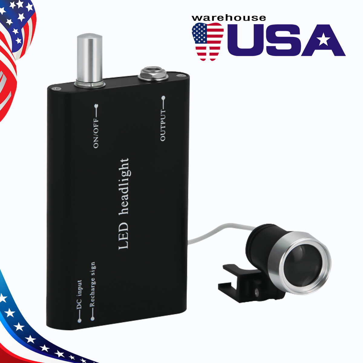 Portable Black LED Head Light Lamp With Clip for Dental Surgical Loupes USB Type