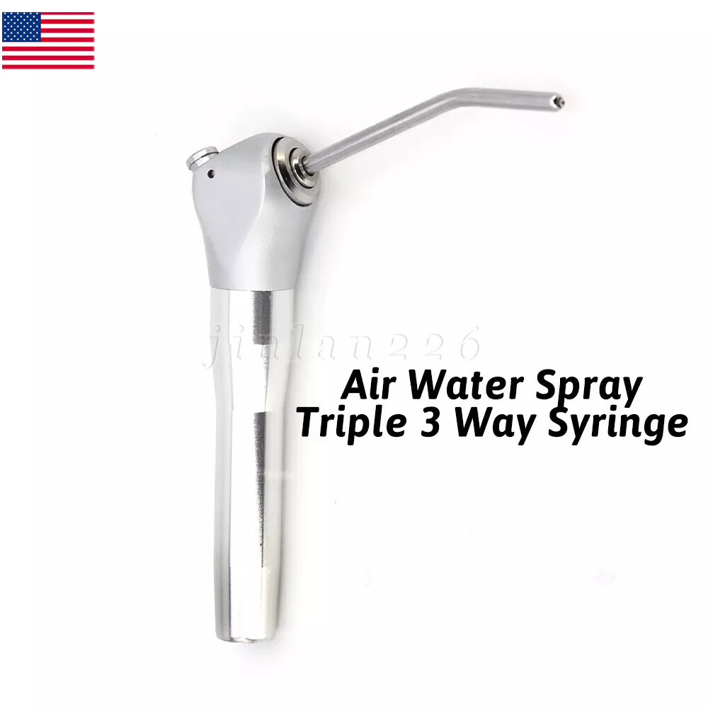 3 Way Air Water Spray Triple Syringe Handpiece + 2 Nozzles Tips Tubes Dental