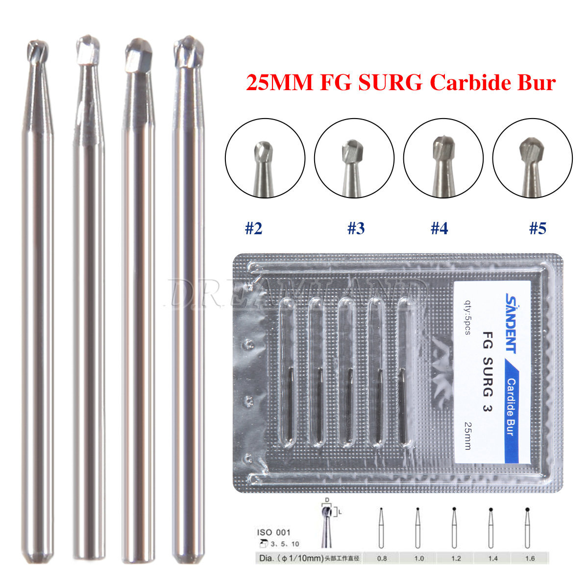 Dental Tungsten Carbide Burs Trimming & Finishing &Polishing FG Round High Speed