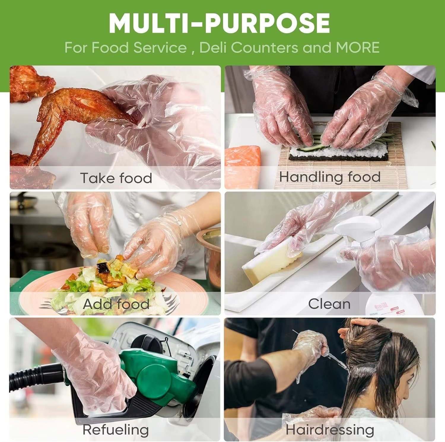500 Count Disposable Poly Plastic Gloves for Cooking, Food Prep and Food Service