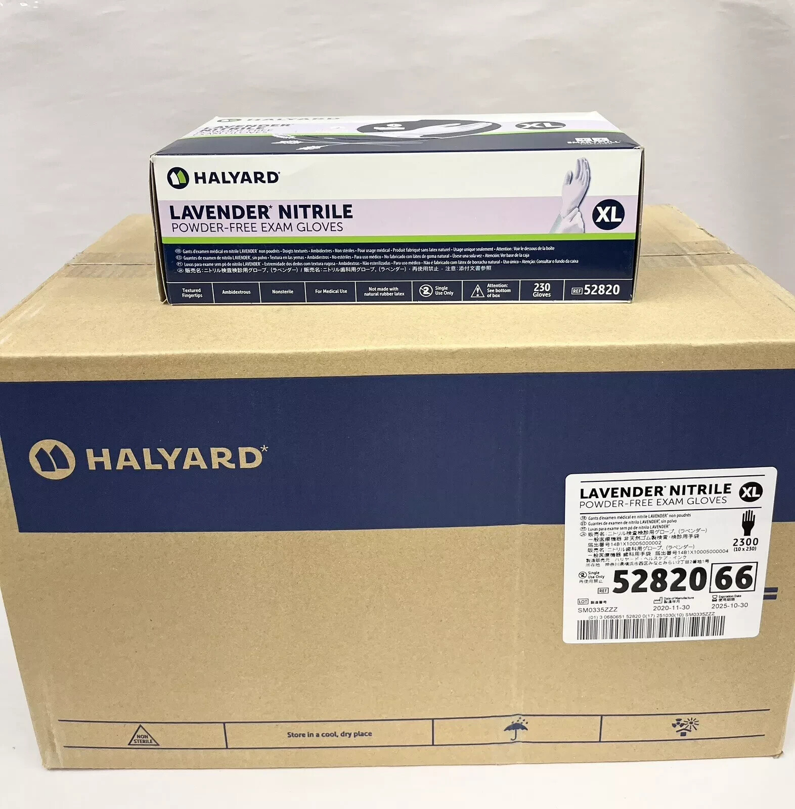 *2,300-Gloves* Halyard Lavender Nitrile Powder-Free Exam X-Large 52820