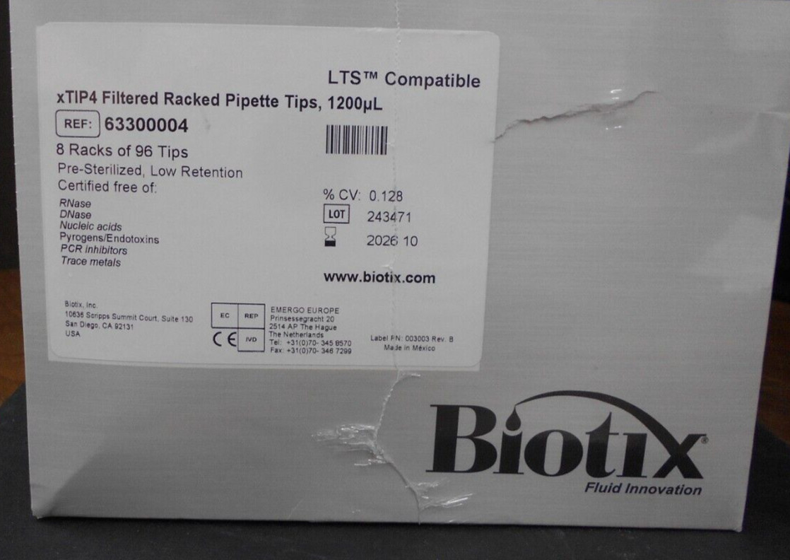 Biotix Fluid Innovation Ref 63300004 xTIP4 Filtered Racked Pipette Tips 1200ul