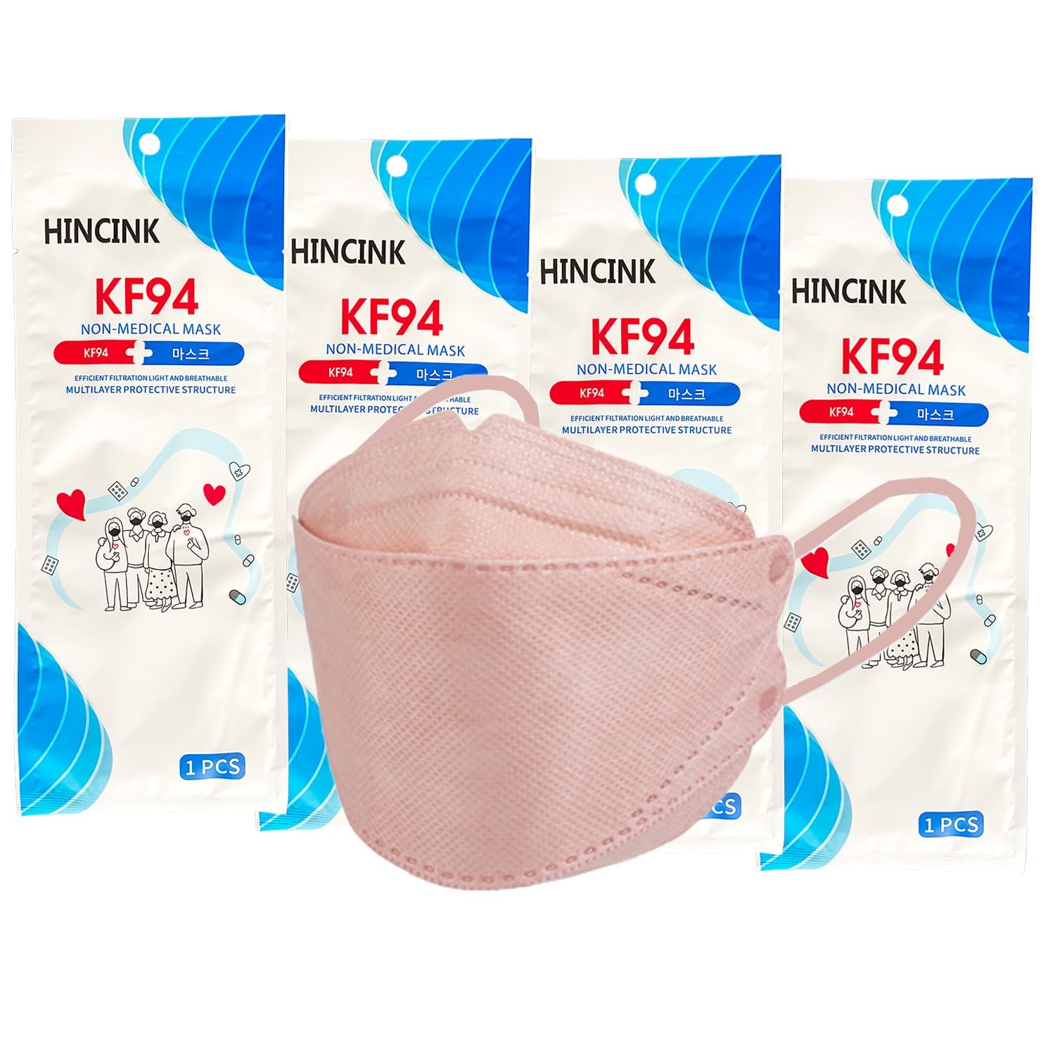 (Pack of 50 KF94 Black Individually Packaged Unisex, 4-Layer Breathable Comfo…