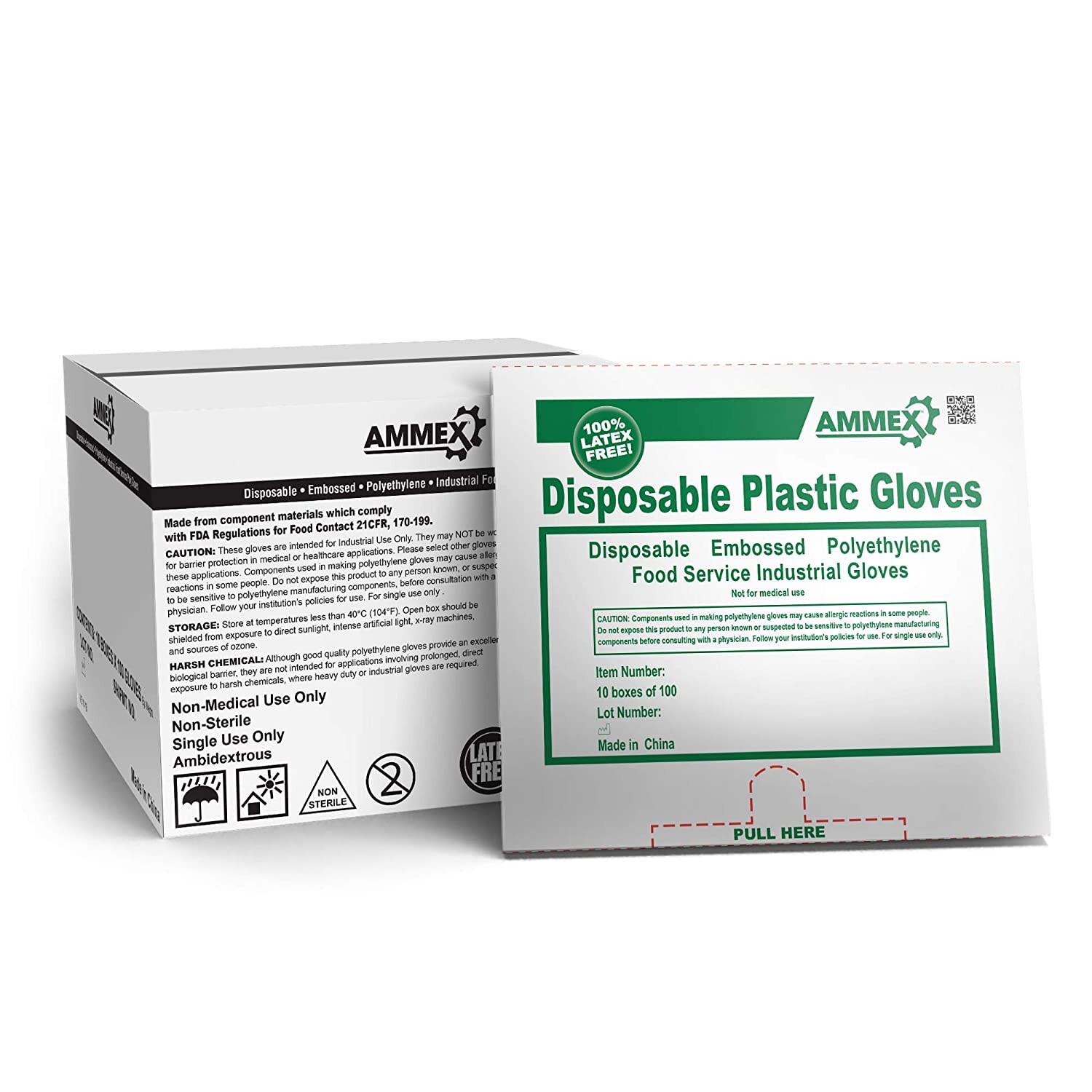 AMMEX Food Service Industrial Poly Plastic Gloves Disposable 1000-CASE Large