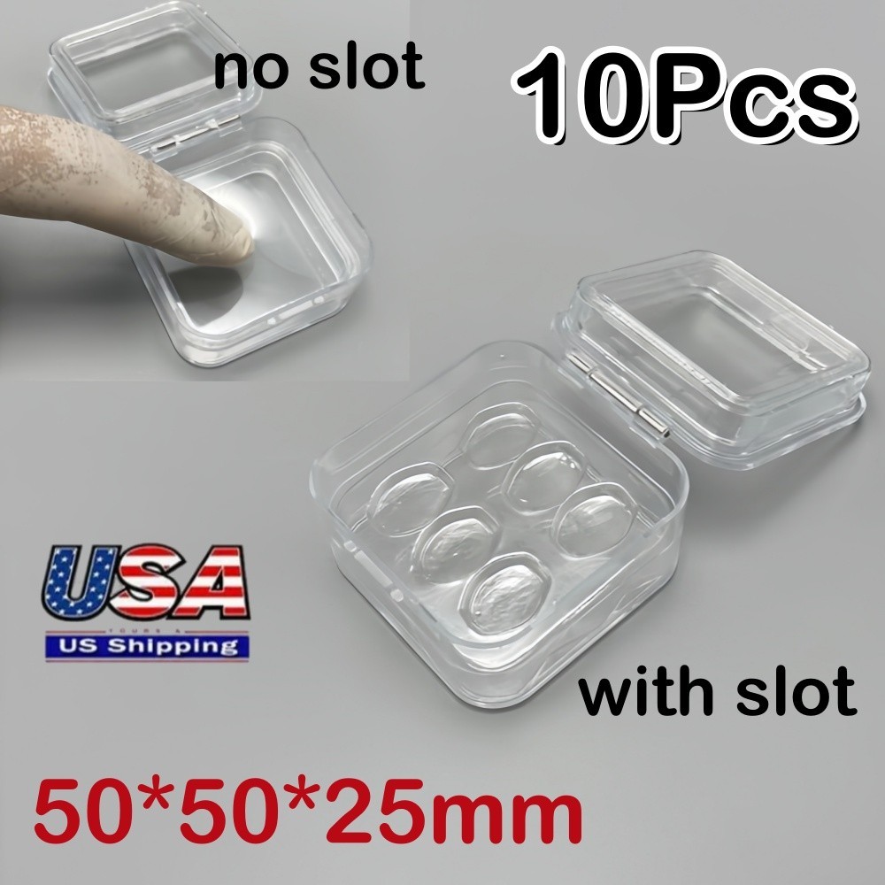 10*Denture Storage Box Dental Crown Box With Transparent Flexible with slot Case