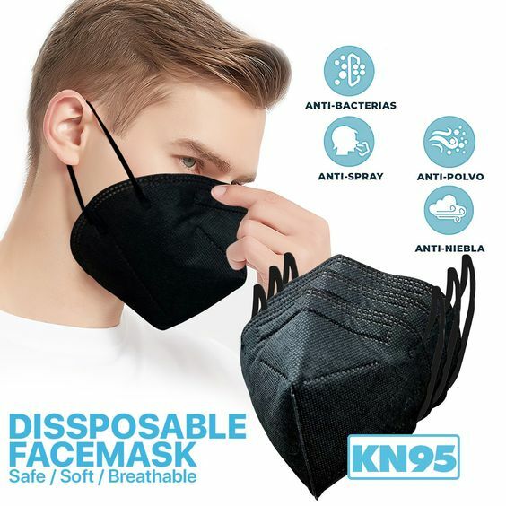 Disposable 1-200 Black KN95 Face Mask 5 Layer C.E Approval FFP2 BFE 95% PM 2.5