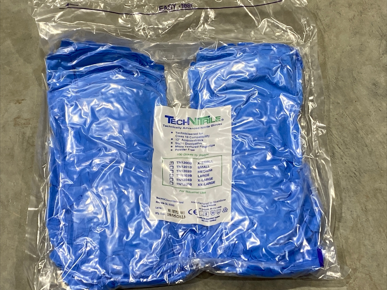 TechNitrile Nitrile Gloves Size XS, 100pc Disposable, Blue TN1200B New