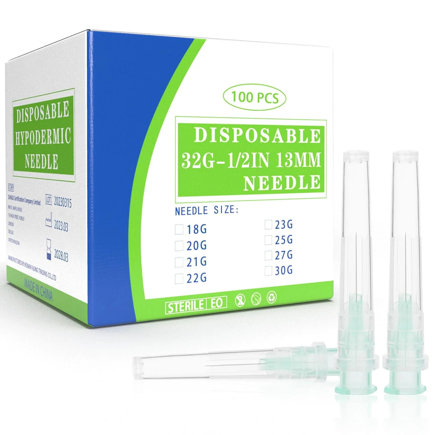 32Ga 1/2 Inch Luer Lock Needle Accessories with Cap for Scientific and Industria