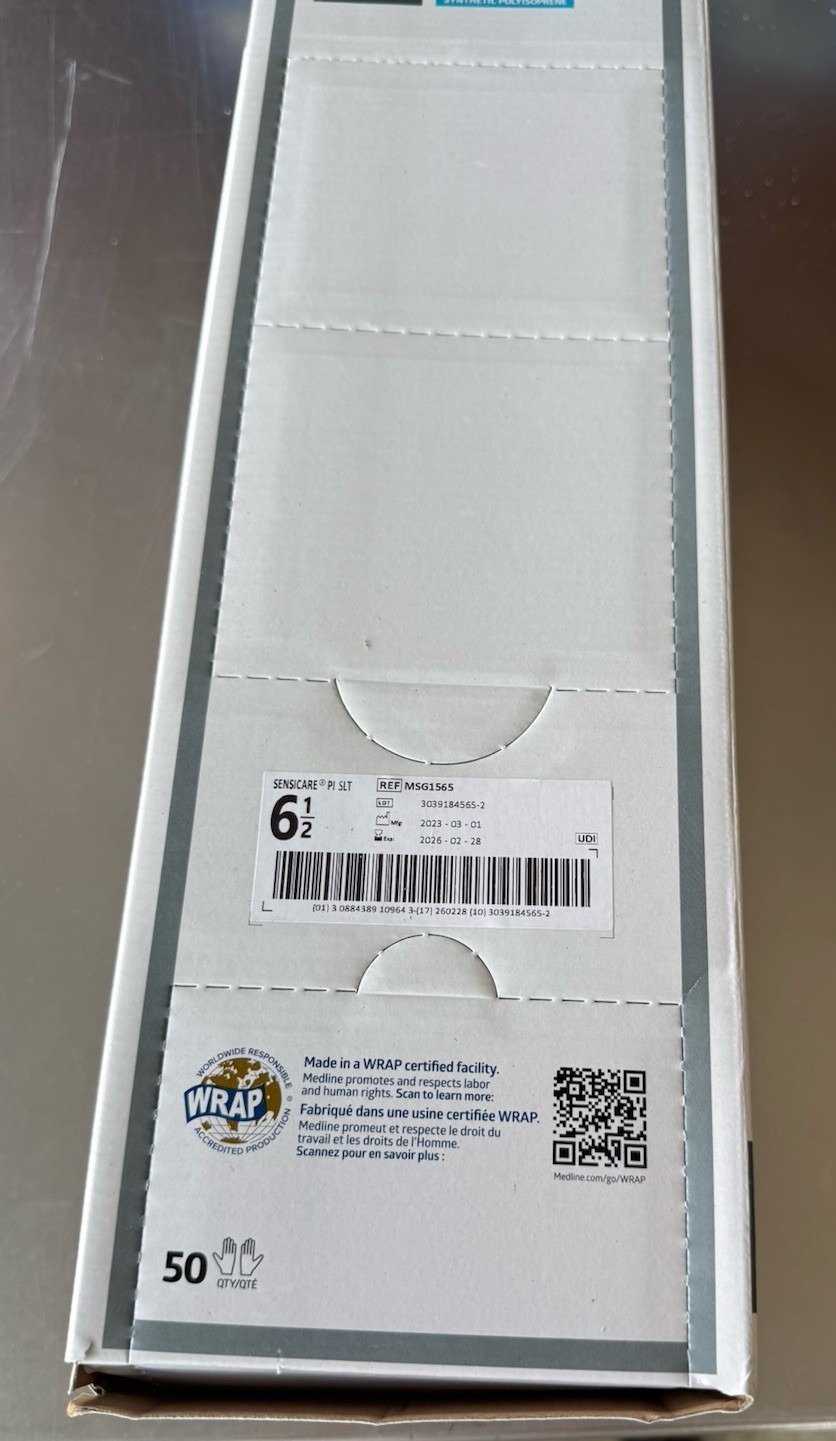 SURGICAL Gloves – Sensicare PI SLT, Size 6.5 Medline MSG1565, 50 PAIRS/Box.
