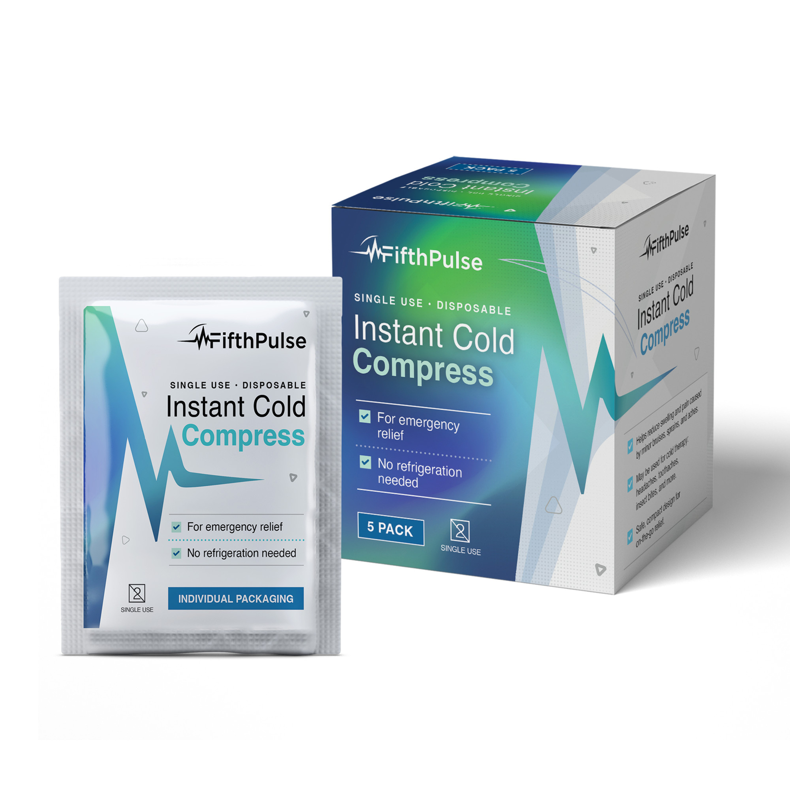 FifthPulse Cold Pack Disposable Pouch 5″ x 6″ – 5 Pk