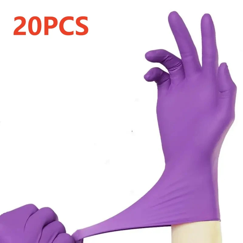 20/50/100PCS Purple Nitrile Disposable Gloves 5Mil Thick Industrial Cleaning Glo