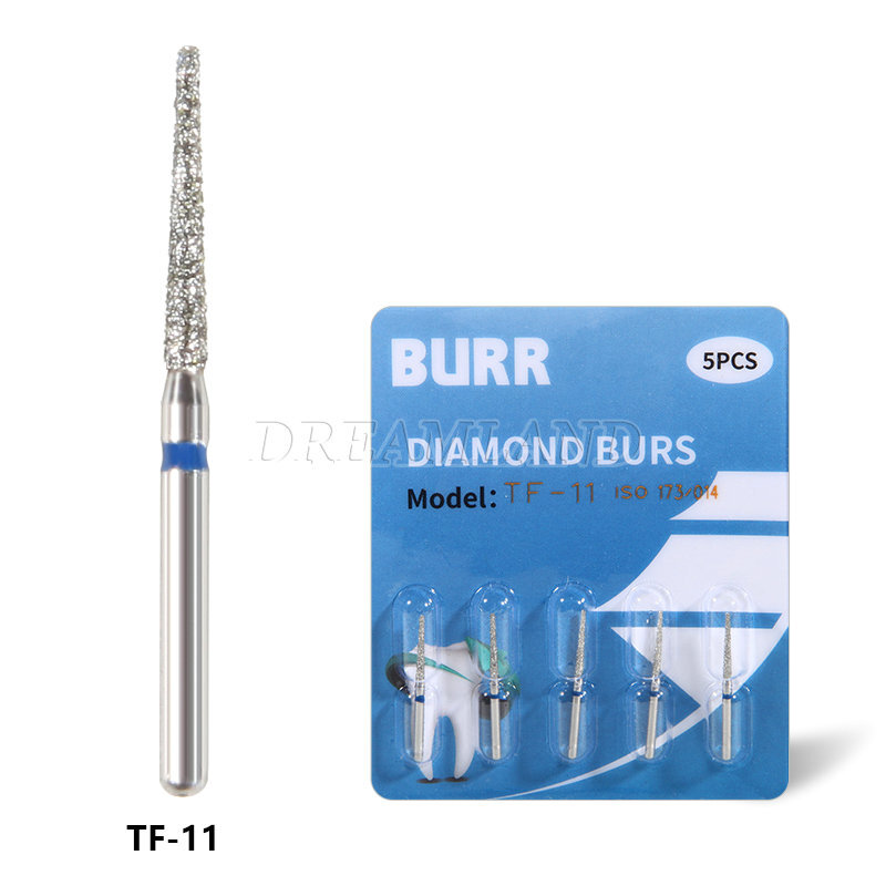 100pcs Taper Flat End Dental Diamond Burs For High Speed Handpiece Friction Grip
