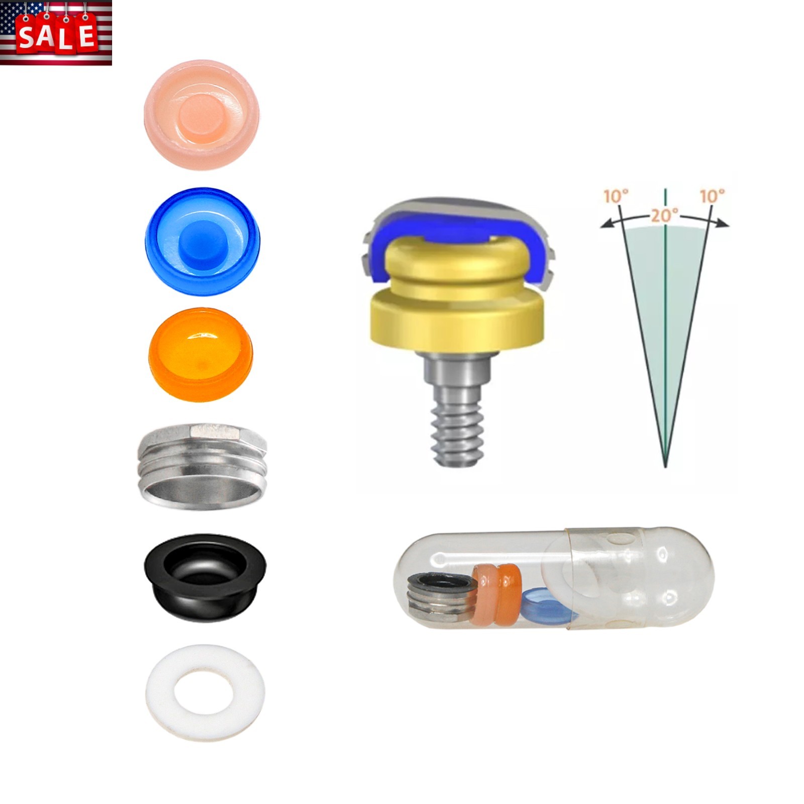 LOCATOR Male Processing Caps Kit PEEK 0.8/1.2/2.4Lbs Lab Black Inserts & Spacers