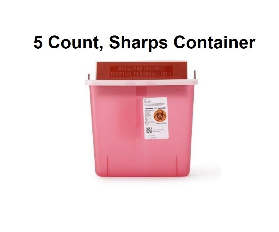 5 PACK Sharps Container with Lid, 5 Quart / 1.25 Gallon In-Room Disposal