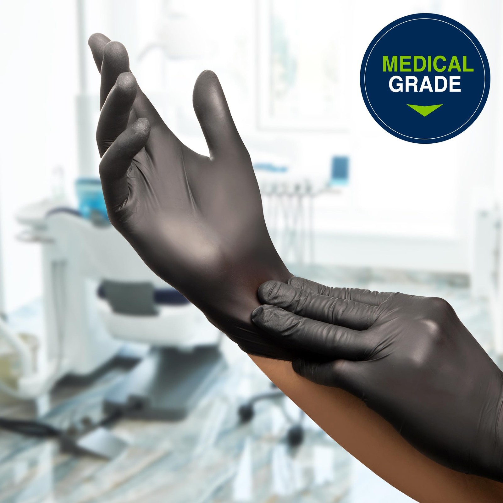 Black-FIRE Nitrile Exam Gloves with Quick Check Box of 150, Black/Orange – 5….