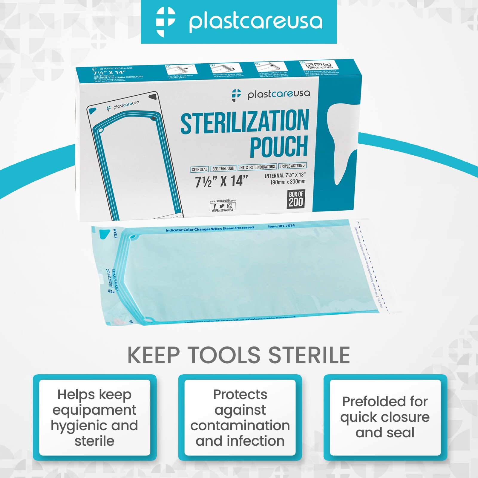 1000 7.5″ x 13″ Self-Sealing Sterilization Pouch (5 Boxes) Tattoo Dental Pouches