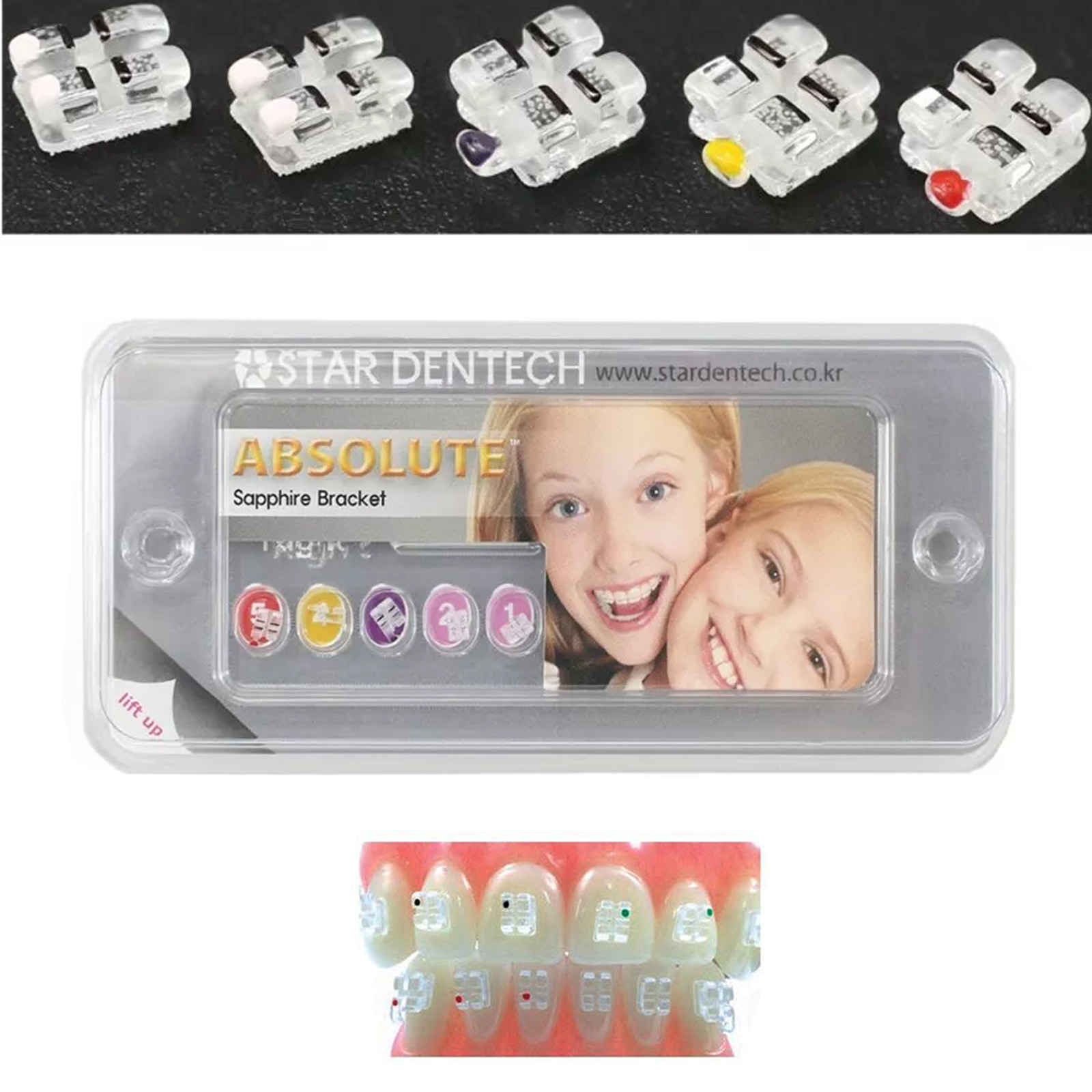 STAR ABSOLUTE Dental Orthodontic Sapphire Bracket Ceramic Brace Roth MBT 022 345