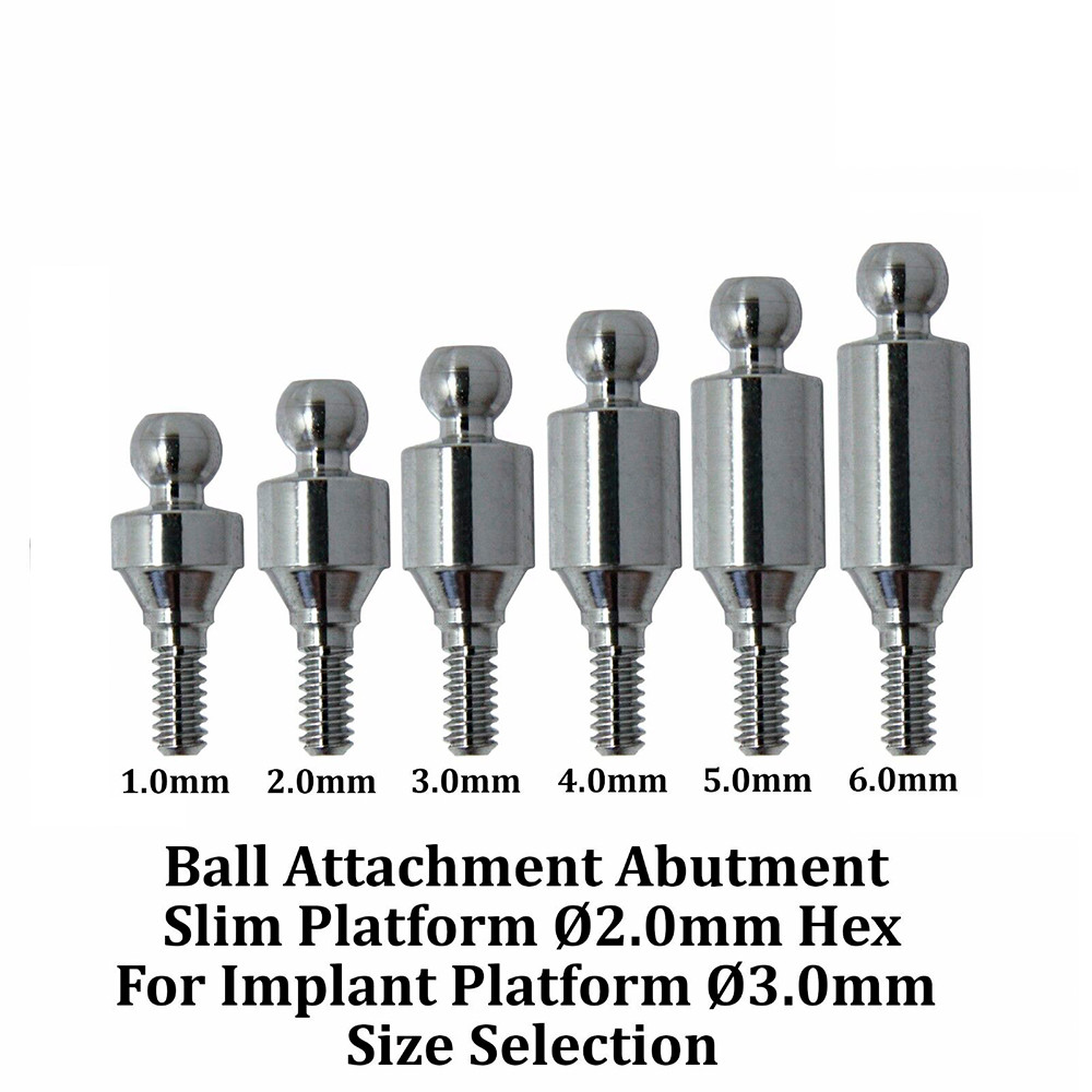 RS Dent Implant Narrow Slim Ball Attachment Overdenture Abutment Size Select