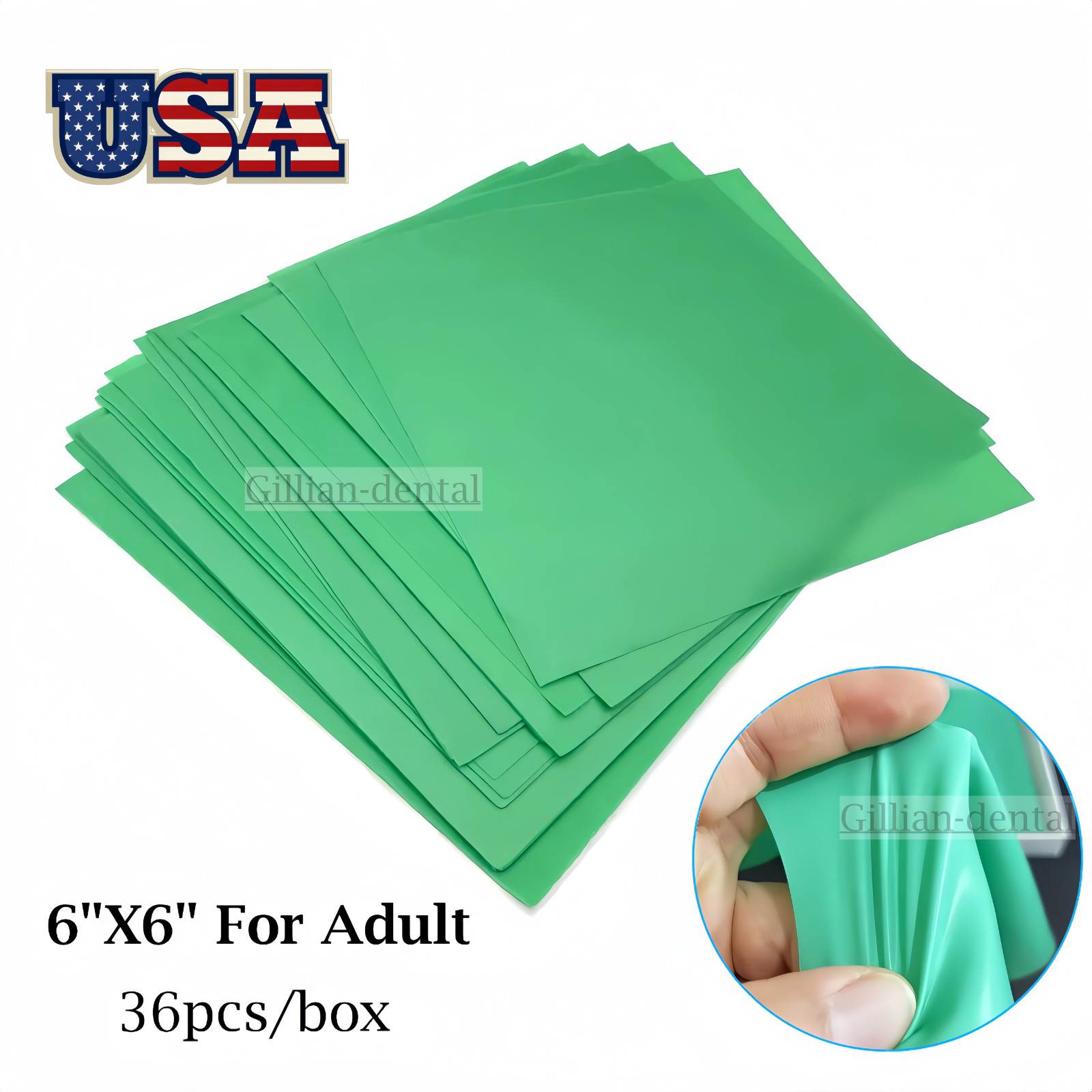 6″x6″ Dental Rubber Dam Sheet Nature Latex Disposable For Adult 0.18 Green