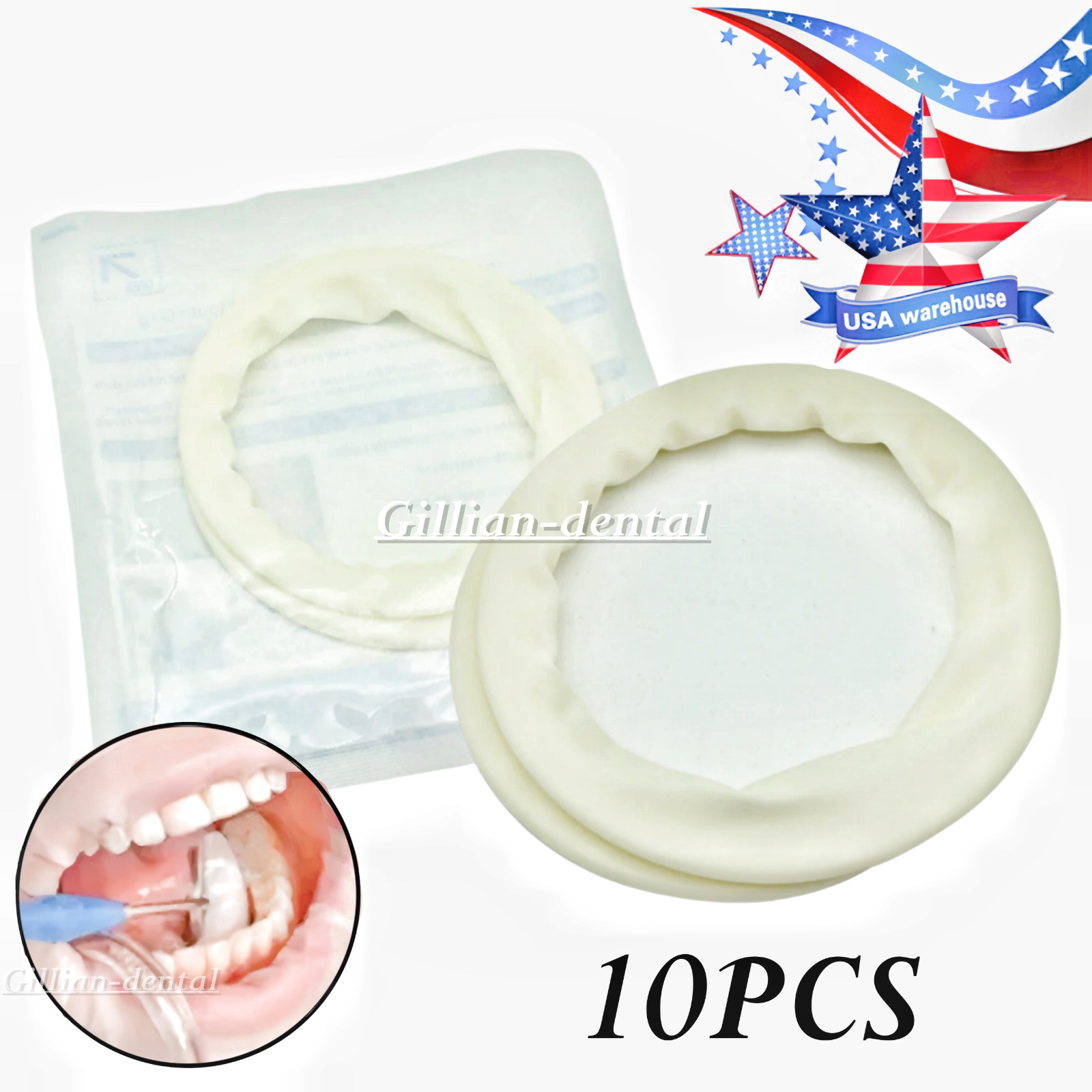 10pcs Dental Sterile Rubber Dam Cheek Retractor Disposable O-Shape Mouth Opener