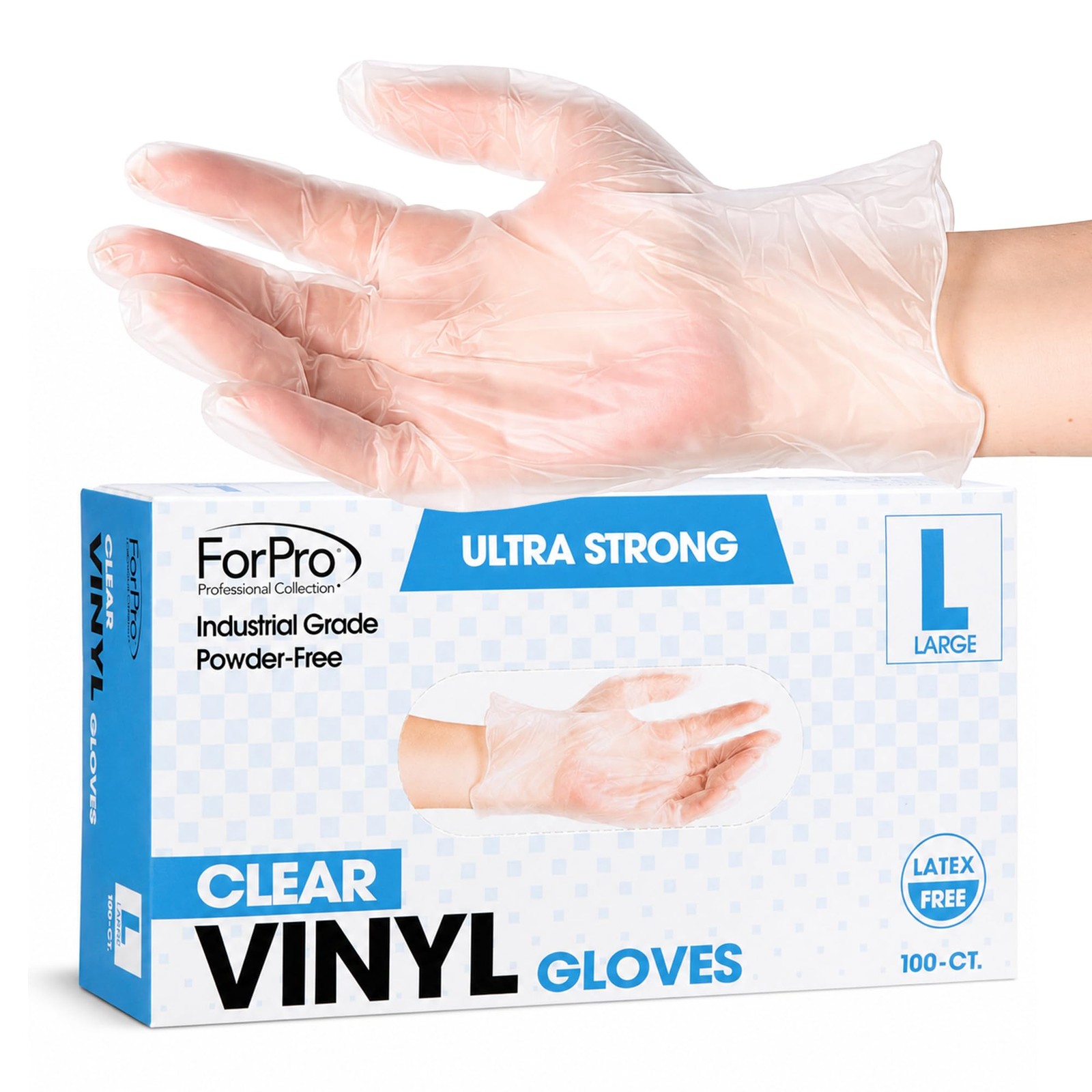 ForPro Disposable Vinyl Gloves, Clear, Industrial Grade, Powder-Free, Latex-F…
